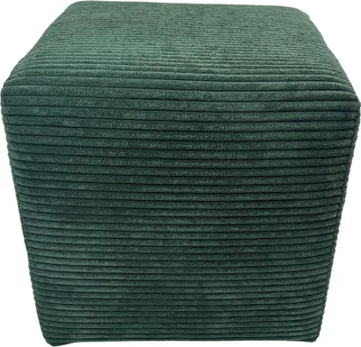 Produktbild von Cord-Hocker POSO 40x40 cm gepolstert quadratisch – weicher Sitzhocker oder Fußhocker für Wohnzimmer/Schlafzimmer – Dunkelgrün
