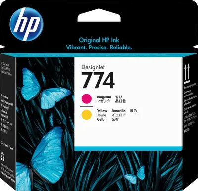 Zdjęcie produktu dla HP Głowica drukująca DesignJet 774 (atrament purpurowy/żółty), Seria drukarek HP DesignJet Z6810 Production, drukarka HP DesignJet Z6610 Production, Termiczny druk atramentowy, Purpurowy, Żółty, P2V99A, Biznes, Singapur