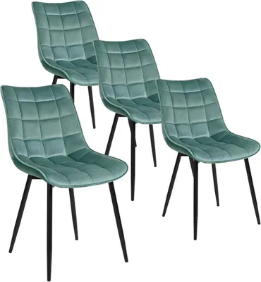 Produktbild von WOLTU 4 x Esszimmerstühle Polsterstuhl mit Rückenlehne, aus Samt&Metall, Türkis
