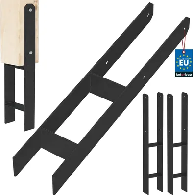 Produktbild von KOTARBAU® 2 Stk. H-Pfostenträger zum Einbetonieren 100mm/600mm aus verzinkter pulverbeschichteter Stahl Schwarz Pfostenanker Balkenschuhe Stützenfuß Pfostenschuh mit Betonanker Stahlträger Stahlanker