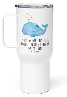 Produktbild von Mr. & Mrs. Panda thermosbecher Wal Konfetti - Weiß - Geschenk, Wale, Motivation, To-Go-Becher, Abnehmen, Trinkgefäß, Isolierbecher, Meer, Teetasse, Trennung, Geburtstag