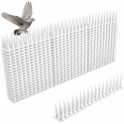 Produktbild von Vogelabwehrspitzen aus Kunststoff, Weiß, 43 x 15 x 9 cm, langlebig und wiederverwendbar