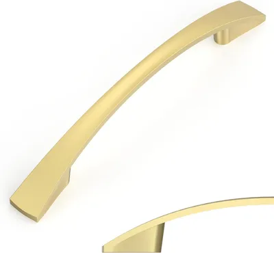 Imagen del producto de Pomos para muebles, color dorado cepillado, distancia entre agujeros de 96 mm, paquete de 10 unidades, para armarios y cajones