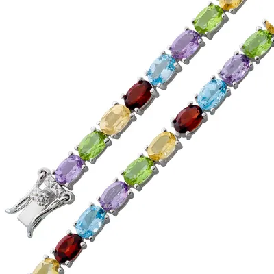Produktbild von Amethyst Armband Silber 925 Peridot Citrin Granat Blautopas 18