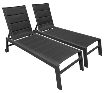 Produktbild von 2erSet Sonnenliegen BARBADOS aus schwarzem Textilene - anthrazitgraues Aluminium