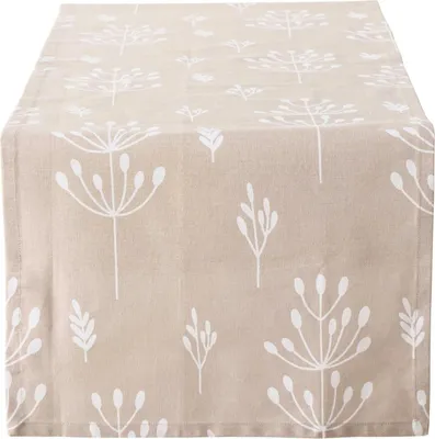 Produktbild von Tischläufer - 40 x 140 cm - Beige - Weiß - Zweigemotive