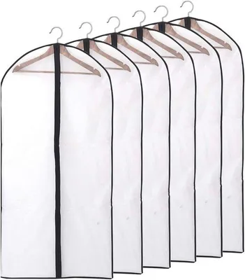 Produktbild von Famanu Kleiderhüllen Mottenbeständig - 6 Stück, 60 cm x 140 cm (Schwarz) XXL