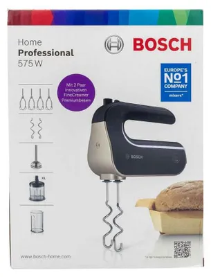 Produktbild von Bosch MFQ4885DE, Handmixer, Schwarz, Chrom, 1,4 m, Edelstahl, 575 W, 220-240 V