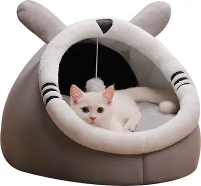 Produktbild von Katzenbetten für Hauskatzen, Faltbare Katzenbetthöhle, Katzenbett für Kätzchen, kleine Haustiere, Katzenzelt, weiches und warmes Katzenhaus für drinnen(Graue Schnurrhaare,L)