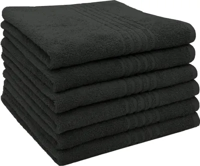 Produktbild von 6er Set Handtücher, Baumwolle, 50x70 cm , schwarz