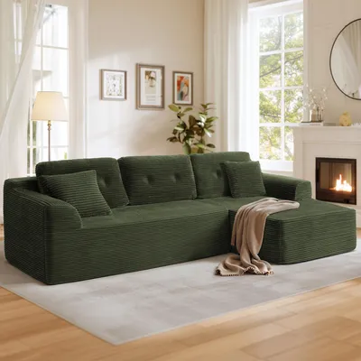 Produktbild von VASAGLE Modulares Sofa, Ecksofa mit Liege rechts, 242 cm breit, vakuumverpackt, keine Montage erforderlich, Waldgrün