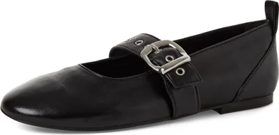 Image de Ballerines à lanières en cuir pour femmes Tamaris, boucle et œillets 1-22101-46, taille : 39 EU, couleur : noir