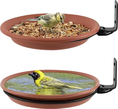 Produktbild von 2 Stück Vogelfutterspender Zum Aufhängen,Vogelfutterhaus Vogeltränke Hängend, Vogelbad Für Garten Balkon Deko Draußen,Futterhäuschen Für Vögel Wassert