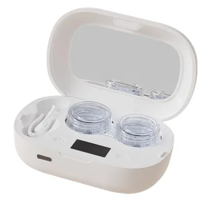 Produktbild von Elektrischer Kontaktlinsenreiniger mit LED-Display,360° Reinigung, 3 Timer-Modi, Blau-Licht-Sterilisation, Type-C, Tragbare Linsenwaschbox, Beige