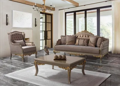 Produktbild von Polstersofa Komplette Couchgarnitur Sofagarnitur Sofa Stoffsofa Braun