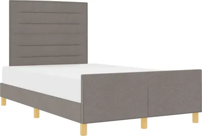 Imagen del producto de Estructura de cama con cabecero color taupe, 120 x 190 cm, tapizada