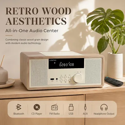 Productafbeelding van Micro Hifi Stereo-installatie 30 W Bruin Met Cd-speler Bluetooth FM-radio USB AUX