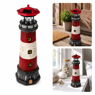Produktbild von Garten-Dekoration Außen,wasserdichter Leuchtturm mit Solarlicht, automatischer Drehung,für Hof, Terrasse,Rasen,Tisch,einzigartiges Einweihungsgeschenk