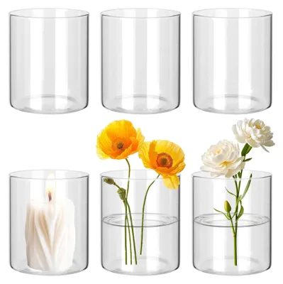 6er-Set Glasvasen 10 × 8,5 cm, kleine Tischvasen, klar