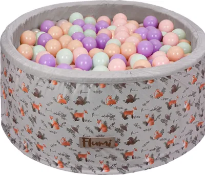 Obrázok produktu pre Flumi Ball Bath Baby Baby Ball Bath 90x40cm s 200 loptičkami 7cm vyrobené v EU-fialová, mäta, broskyňa