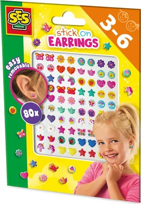 Obrázok produktu pre SES Creative Stick on earrings, 80 kusov, 3 rok / roky, Viacfarebný