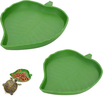 Productafbeelding van Voerbak en waterbak, bladvorm, 2-delig, klein en groot, voor reptielen