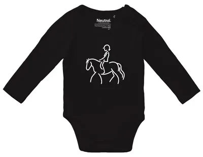 Produktbild von Huuraa Baby Body Reiten Pferd 74 Black  Baumwolle Fairtrade Langarmbody Geschenkidee