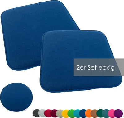 Produktbild von heimtexland ® Sitzkissen Set Filz Stuhlkissen Stuhlauflage Filzkissen Stuhl Polster Kissen Typ631 2er Set 35 x 35 cm Eckig Marineblau