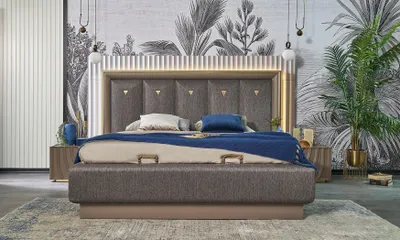 Produktbild von Komplette Schlafzimmermöbel Doppelbett Bett Braun Set 4tlg Nachttische