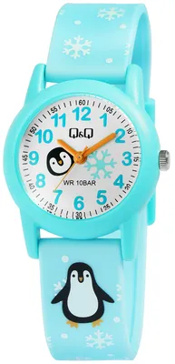 Produktbild von Q&Q Kinder Armbanduhr Kinderuhr mit Silikonarmband, Pinguin, 10 Bar, Einschulung