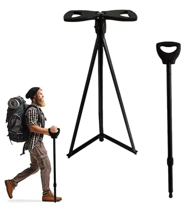 Image de Béquille pliable et légère avec fonction assise, idéale pour les personnes âgées