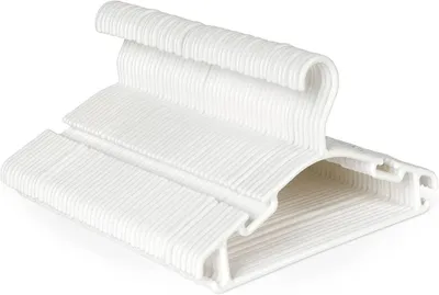 Obrázek produktu pro Sada 48 kusů bílých protiskluzových plastových ramínek na šaty 27*15 cm vhodná pro kojenecké ramínka na oblečení a věšáky na kalhoty