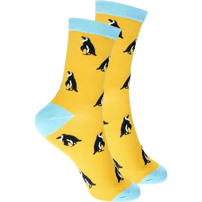 Produktbild von cosey - bunte Socken in Pinguin Design gelb 40 - 45 - 4 Paar