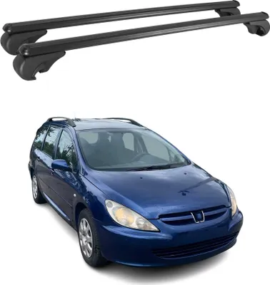 Image de Barres de toit Transversales pour Peugeot 307 Break 2002-2008 Aluminium Noir