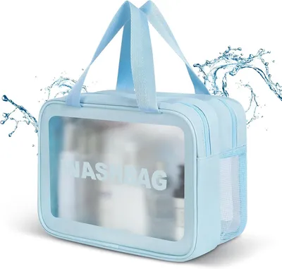 Produktbild von Kosmetiktasche Groß, Transparent, Blau, Wasserdicht, für Kosmetik
