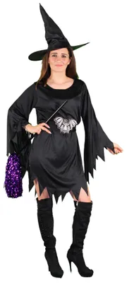 Produktbild von Hexenkleid kurz schwarz mit Hut, Größe:XL