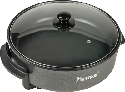 Produktbild von Bestron Elektrische Partypfanne, XXL-Multifunktionspfanne Ø40cm mit Glasdeckel, Antihaftbeschichtet, 1.500 Watt, AHP1800Z, Farbe: Schwarz