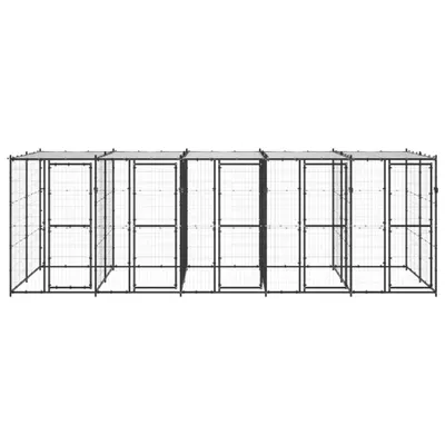 Produktbild von vidaXL Outdoor-Hundezwinger Stahl mit Überdachung 12,1 m²