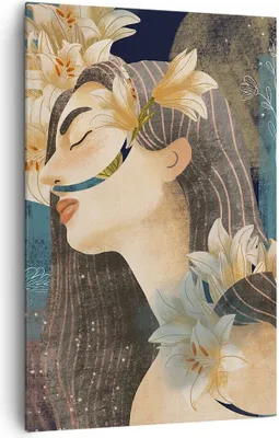 Produktbild von Bild auf Leinwand - Leinwandbild - Einteilig - Surreal Frau Blumen - 80x120cm - Wand Bild - Wanddeko - Wandbilder - Leinwanddruck - Wanddekoration - Leinwand bilder - Wandbild - PA80x120-4743