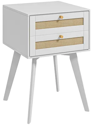 Image de Table de chevet, design moderne, grand espace de rangement, blanc, 40 x 40 x 60 cm
