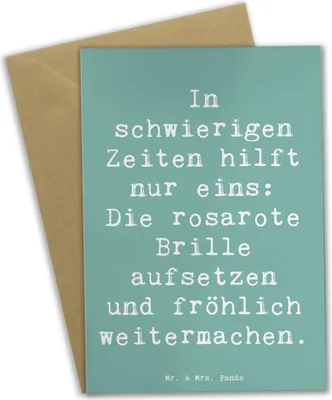 Produktbild von Mr. & Mrs. Panda Klappkarte Spruch Hoffnung in schwierigen Zeiten - Meeresbrise - Geschenk, Grußkarten, weihnachtskarten, einladungskarten, schwierige, Herausforderung