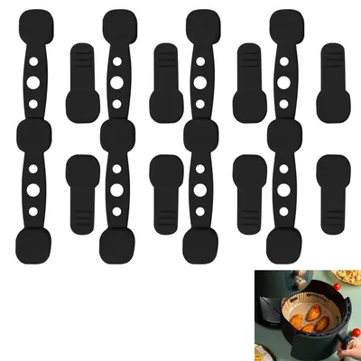 Produktbild von 4pcs Airfryer-Magnete, mit integrierten Magneten, hitzebeständigem, weichem Silikon und starkem Halt , zum Fixieren von Airfryer-Backpapier (schwarz)