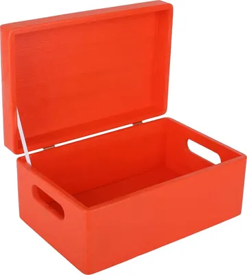 Produktbild von Creative Deco Rot Große Holzkiste Aufbewahrungsbox  |  30 x 20 x 14 cm (+/- 1 cm) | Mit Griffen | mit Deckel | Truhe zum Dekorieren | Perfekt für Dokumente, Wertsachen, Spielzeug und Werkzeuge