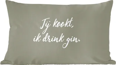 Produktbild von MuchoWow® Zierkissen Sofakissen Wohnzimmer Dekokissen 50x30 cm Sprichwörter - Du kochst, ich trinke Gin - Zitate - Wohnzimmerdekoration - Polster mit Photo