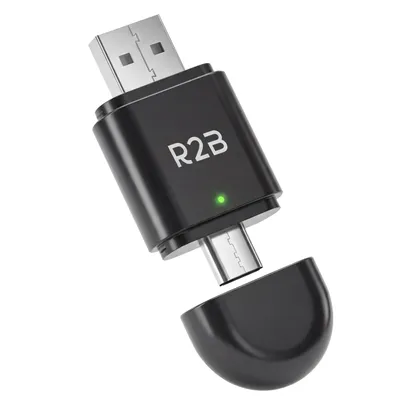 Produktbild von R2B Dongle geeignet für CarPlay und Android Auto, kabelloser Adapter, USB A und USB C, Plug and Play, Autozubehör