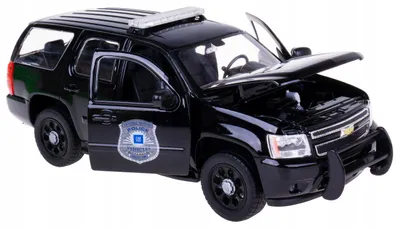 Obrázek produktu pro Welly, model Chevrolet Tahoe, rok 2008, policejní auto, černá barva, měřítko 1:24