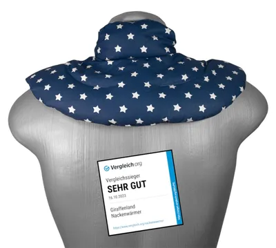 Produktbild von Nackenhörnchen mit Stehkragen Sterne-blau - Kirschkernkissen - Nackenkissen Wärmekissen - Ein sehr wohliger Nackenwärmer