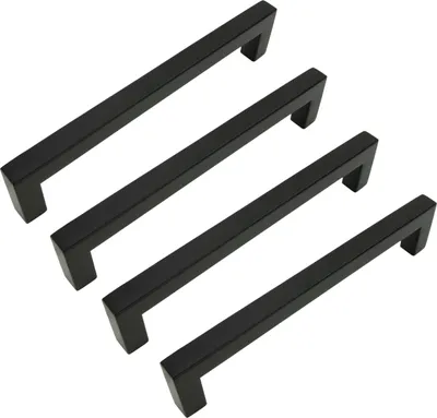 Produktbild von 4er-Set Klassische Metallmöbelgriffe 160 mm in Matt Schwarz - Robuste Edelstahlknäufe für stilvolle Wohnräume