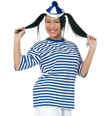 Produktbild von Kurzarm "Ringel-Shirt" blau/weiß, Fasching, Karneval, Mottoparty (L)