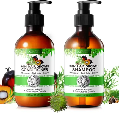 Produktbild von Haarpflege Set 3-in-1 Shampoo+ Conditioner mit Biotin Rosmarin Rizinus Batana Öl